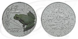 Österreich 3 Euro 2018 Frosch Tier Taler teilcoloriert handgehoben Münze Vorderseite und Rückseite zusammen