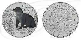 3 Euro Tiertaler Fischotter Münze Vorderseite und Rückseite zusammen