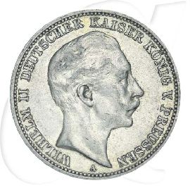 Deutschland Preussen 3 Mark 1910 ss Wilhelm II. ungereinigt