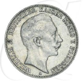 Deutschland Preussen 3 Mark 1911 ss Wilhelm II. ungereinigt
