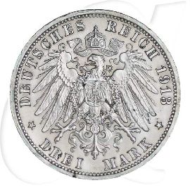 Deutschland Preussen 3 Mark 1913 ss Wilhelm II. Regierungsjubiläum