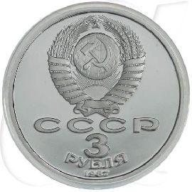 Russland 3 Rubel 1987 Cu/Ni PP 70 Jahre Oktoberrevolution minimaler Kratzer