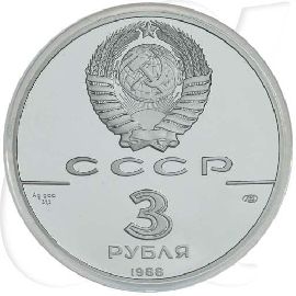 Russland 3 Rubel 1988 Silber PP Fürst Vladimir I.