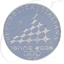 Italien 5 Euro Silber 2005 PP in Kapsel Olympia Turin Eiskunstlauf