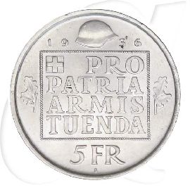 Schweiz 5 Franken 1936 B vz-st Wehranleihe Pro Patria Armis Tuenda