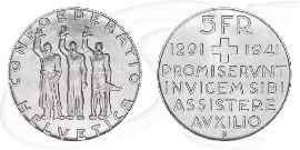 5-franken-1941-bundesfeier Münze Vorderseite und Rückseite zusammen