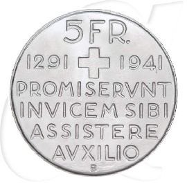 5-franken-1941-bundesfeier Münzen-Wertseite