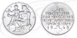 5-franken-muenze-1948-bundesverfassung Münze Vorderseite und Rückseite zusammen