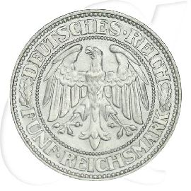 5 Reichsmark Eichbaum 1929 A Münzen-Wertseite