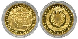 BRD 100 Euro 2002 F st OVP Einführung des Euro Anlagegold 15,55g fein