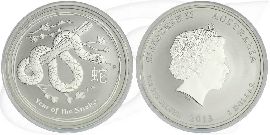 Australien 2013 Schlange Lunar 1 Dollar Silber Münze Vorderseite und Rückseite zusammen