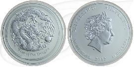 Australien Drache 2012 BU 30 Dollar Silber Lunar II Münze Vorderseite und Rückseite zusammen