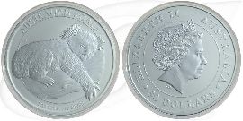 Australien Koala 2012 BU 30 Dollar Silber Münze Vorderseite und Rückseite zusammen