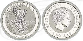 Australien Koala 2015 1 Dollar Silber Münze Vorderseite und Rückseite zusammen