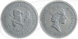 Australien Kookaburra 1993 1 Dollar Silber 1oz st Münze Vorderseite und Rückseite zusammen