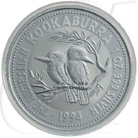 Australien Kookaburra 1994 1 Dollar Silber 1oz st Münzen-Bildseite