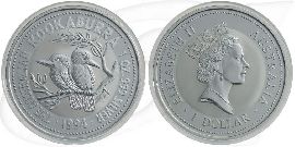Australien Kookaburra 1994 1 Dollar Silber 1oz st Münze Vorderseite und Rückseite zusammen