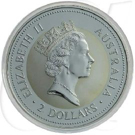 Australien 2 Dollar 1994 BU Kookaburra Silber 2 Unzen Münzen-Wertseite