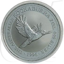 Australien 2 Dollar 1996 BU Kookaburra Silber 2 Unzen Münzen-Bildseite