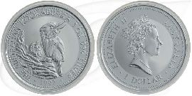 Australien Kookaburra 1997 1 Dollar Silber 1oz st Münze Vorderseite und Rückseite zusammen