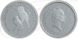 Australien Kookaburra 1998 1 Dollar Silber 1oz PP Münze Vorderseite und Rückseite zusammen