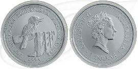 Australien Kookaburra 1998 1 Dollar Silber 1oz st Münze Vorderseite und Rückseite zusammen