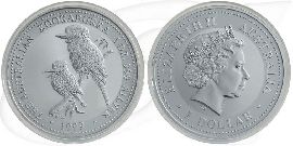 Australien Kookaburra 1999 1 Dollar Silber 1oz st Münze Vorderseite und Rückseite zusammen