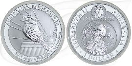 Australien Kookaburra 2020 Silber 1 Dollar Münze Vorderseite und Rückseite zusammen