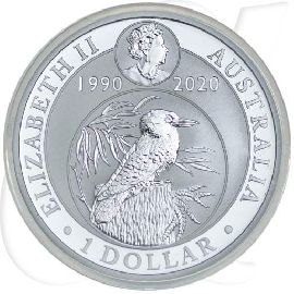 Australien Kookaburra 2020 Silber 1 Dollar Münzen-Wertseite