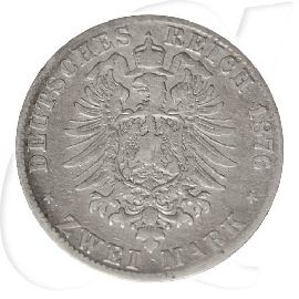 Baden 1876 2 Mark Friedrich schön Kaiserreich Deutschland Münzen-Wertseite