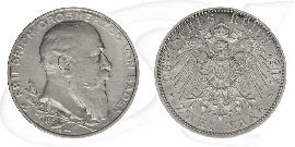 Baden 1902 2 Mark Regierungsjubiläum Kaiserreich Deutschland Münze Vorderseite und Rückseite zusammen