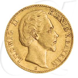 Bayern 1873 10 Mark Gold Ludwig II Deutschland Münzen-Bildseite