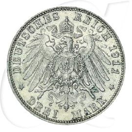 Deutschland Bayern 3 Mark 1911 ss ungereinigt Otto