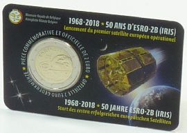 Belgien 2 Euro 2018 st ESRO-2B Satellit OVP Blister französische Ausgabe