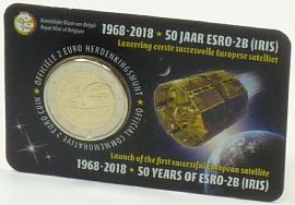 Belgien 2 Euro 2018 st ESRO-2B Satellit OVP Blister niederländische Ausgabe