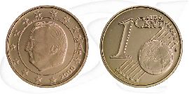 Belgien 2000 1 Cent Umlaufmünze Kursmünze Münze Vorderseite und Rückseite zusammen