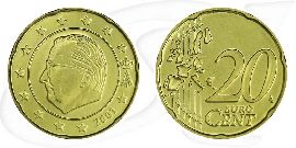 Belgien 2001 20 Cent Umlauf Kurs Münze Vorderseite und Rückseite zusammen