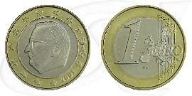 Belgien 2001 Euro 1 Umlauf Kurs Münze Vorderseite und Rückseite zusammen
