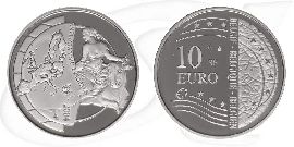 Belgien 2004 PP EU-Erweiterung 10 Euro Münze Vorderseite und Rückseite zusammen
