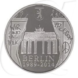 Belgien 2014 Berliner Mauer 20 Euro Münzen-Bildseite