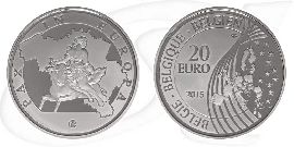 Belgien 2015 Europa 20 Euro Raub Münze Vorderseite und Rückseite zusammen