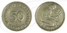 BRD 50 Pf J379 Kursmünze Bank Deutscher Länder 1950 G zirkuliert Bildseite und Wertseite zusammen ohne Münzkapsel