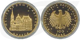 BRD 100 Euro 2012 F st OVP Dom zu Aachen Anlagegold 15,55g fein