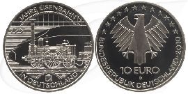 BRD 10 Euro Silber 2010 D 175 J.Eisenbahn in Deutschland st