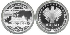 BRD 10 Euro Silber 2010 D 175 J. Eisenbahn in Deutschland PP (Spgl)