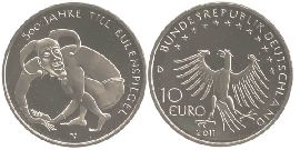 BRD 10 Euro CuNi 2011 D 500 Jahre Till Eulenspiegel st