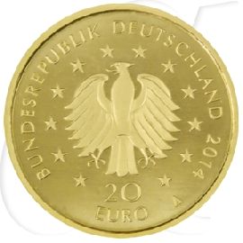 BRD 20 Euro 2014 Deutscher Wald Kastanie A (Berlin) Gold 3,89g fein