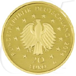 BRD 20 Euro 2014 Deutscher Wald Kastanie G (Karlsruhe) Gold