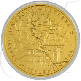 BRD 100 Euro 2015 F st Oberes Mittelrheintal Gold 15,55g fein