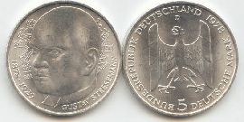 BRD 5 DM Gedenkmünze Silber Gustav Stresemann 1978 D st/prägefrisch Vorderseite und Rückseite zusammen